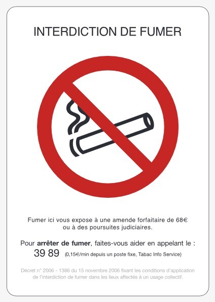 Modèle d'affiche Interdiction de fumer dans les lieux publics